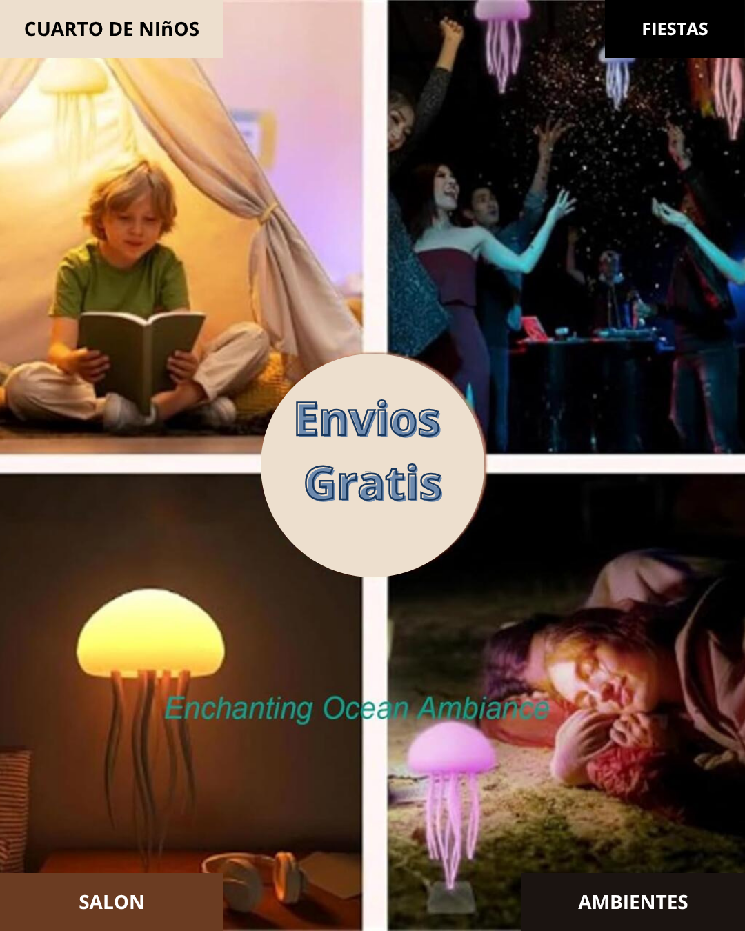 Lámpara Flotante de Medusa – Iluminación LED RGB